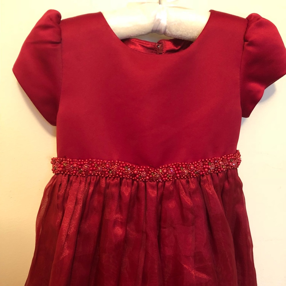 Satin dress with beaded waistline